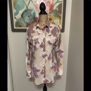 Ariat Women's Paisley Button Down Shirt - Cream and Purple